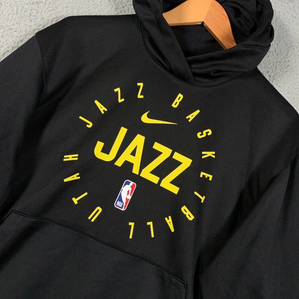 Nike Utah Jazz Team Issued Spotlight Hoodie Men's Large L Black NBA Dri-FIt